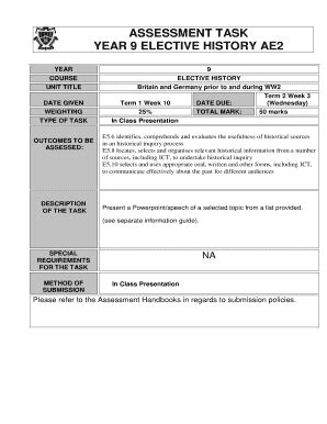 Fillable Online Home Mce Nsw Edu Assessment Task Year Elective