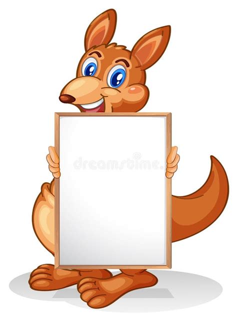 A Kangaroo Holding An Empty Whiteboard Stock Vector Illustration Of