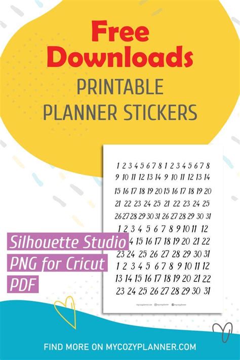 Free Planner Number Stickers For Undated Planner In Free