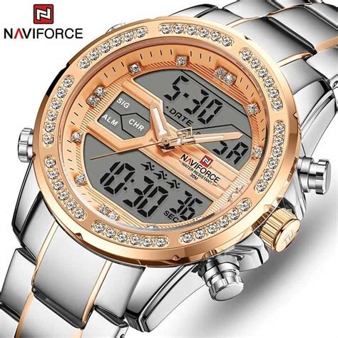 Naviforce Nf Chain Strap Silver Gold Color Watch