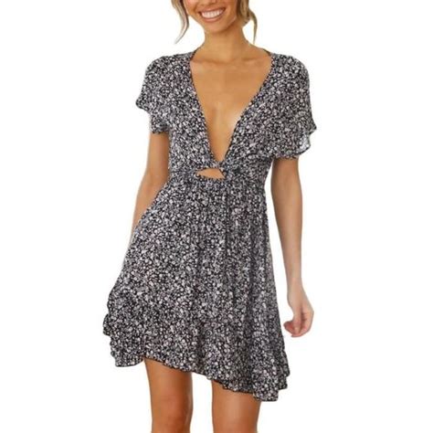 Robe D T Sexy Bretelles En V Imprim Floral Et La Mode Pour Femmes