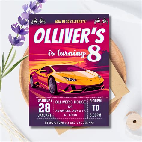 Editable Hot Cars Wheels Invitation Race Cars Invitation Car Birthday Invitation Cool Cars