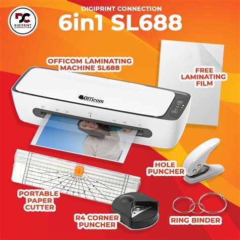 6in1 OFFICOM SL688 Laminator Machine HOT COLD A3 A4 Size With FREE LAMINATING FILM Laminate