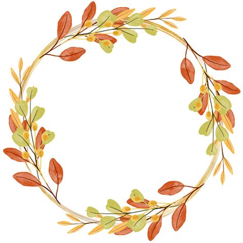 Hand Painted Autumn Leaves Floral Wreath Leaves Autumn Wreath Png