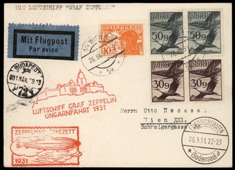 Austria Germany Graf Zeppelin Si Hungary Flight Cover