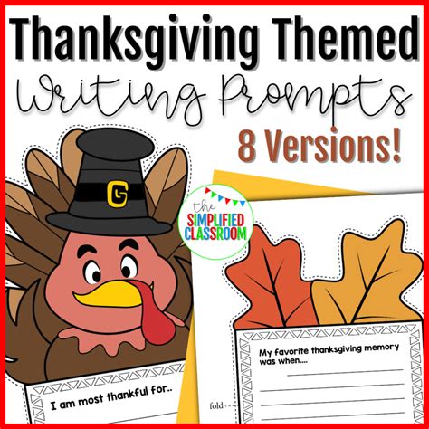 Thanksgiving Themed Writing Prompts The Simplified Classroom