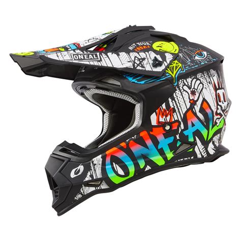 O Neal Motocross Helm 2SRS Rancid V 24 Schwarz Weiß Maciag Offroad