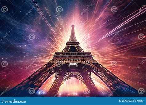 Eiffel Tower at Night with Festive Fireworks Stock Photo - Image of europe, famous: 287735758