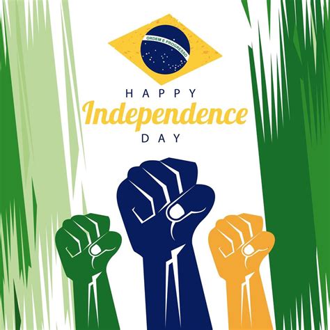 Brazil Happy Independence Day Celebration With Flag And Hands Fists