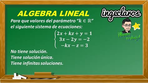 Valor De Una Constante K Para Que El Sistema De Ecuaciones 3×3 Con