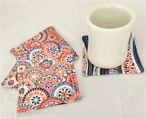 Quilted Mug Rug Fabric Coasters Quilted Coaster Set Quilted Etsy