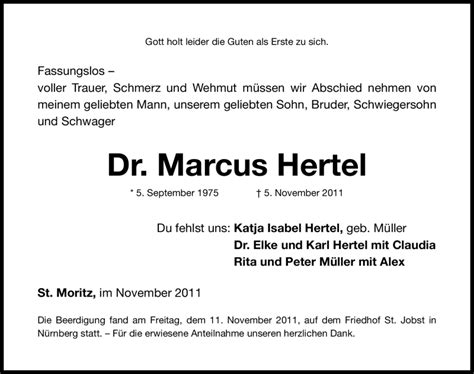 Traueranzeigen Von Marcus Hertel Trauer Nn De