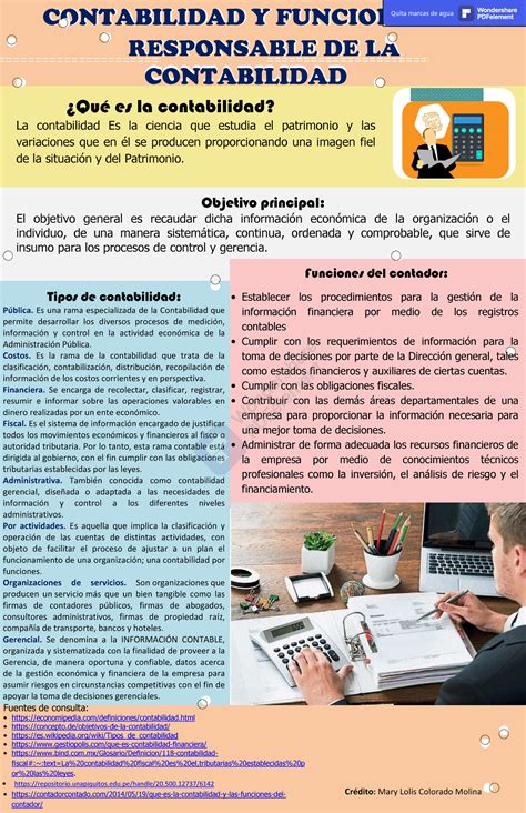 Infografia Sobre De La Contabilidad Y Su FunciÓn Responsable