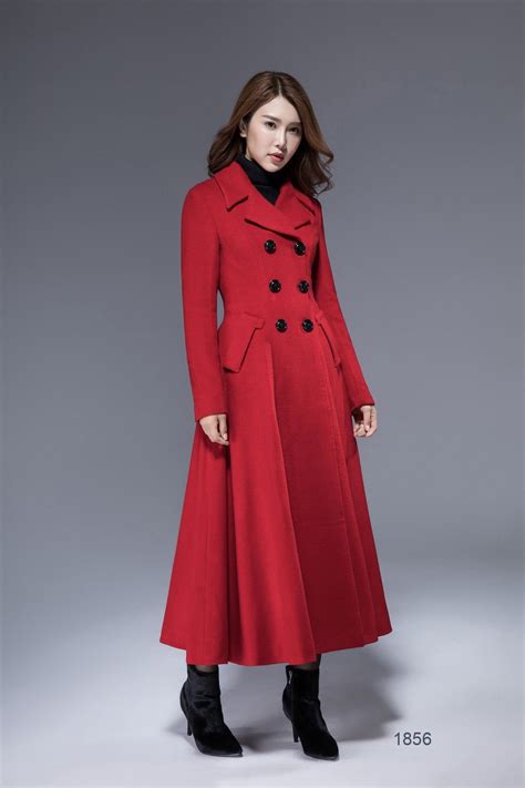 Vintage Inspired Long Wool Coat Winter Coat Women Wool Coat Etsy Fit And Flare Coat Long