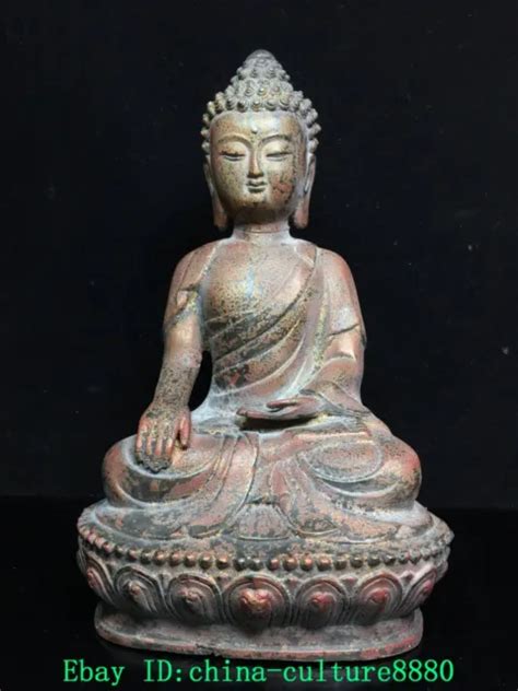 11 8 VIEUX Bouddha Shakyamuni en bronze tibétain EUR 183 60