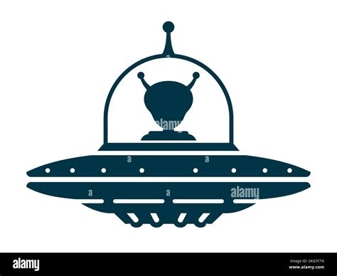 Icono O Logotipo De La Nave Espacial Ovni Con Cabeza Alienígena Ilustración Vectorial Aislado