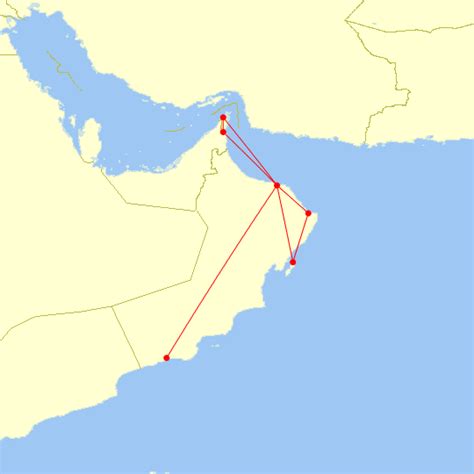 Oman Air October 1 1996 Route Map