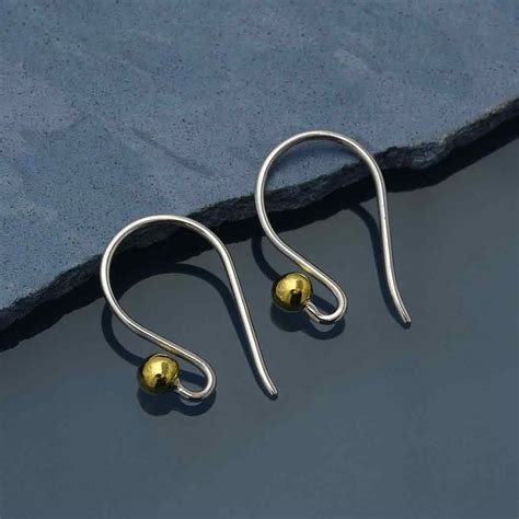 Sterling Silver Simple Ear Wire With Bronze Ball