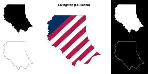 Livingston Parish Louisiana Outline Map Set 43105600 Vector Art At