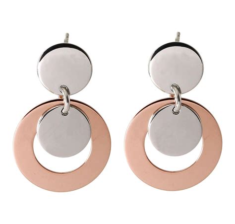 Boucles D Oreilles Pendantes Argent Rhodi Cercles Tons Ref