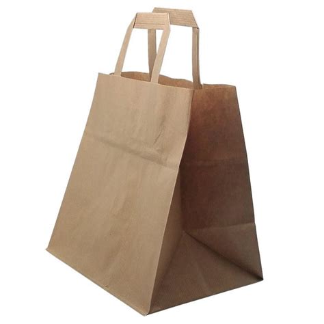 Bolsa Papel Kraft Pequeña Asa Plana Base Ancha 26 18x25cm