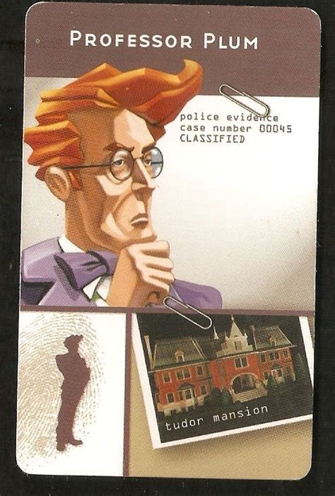 2002 Clue ~ Professor Plum Suspect Card Parkerbrothers Clue Board Game Clue Party Game Pieces