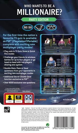 Who Wants To Be A Millionaire Party Edition Box Shot For Psp Gamefaqs