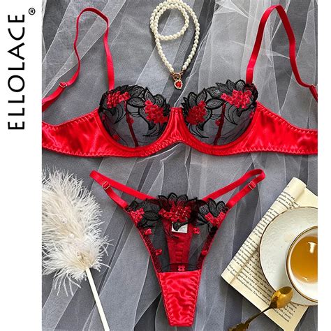 Ellolace Conjunto De Lingerie Extravagante Suti Floral Conjuntos Ex