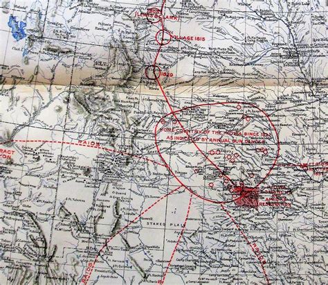 Antique Map. Kiowa Migration Route. Home Country from 1832 to 1868 and ...