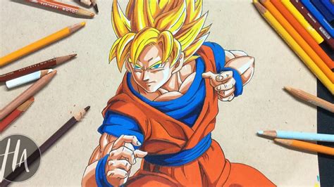 Drawing Goku Super Saiyan Colored Pencils Youtube