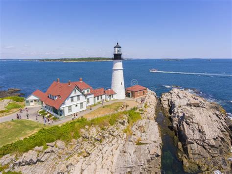 Portland Head Lighthouse Aerial View Maine Usa Stock Photo Image Of