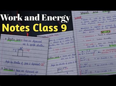 Class 9 Science Physics Chapter 4 Work And Energy Notes New