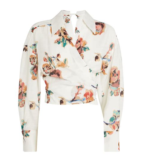 Vince Floral Print Wrap Blouse Harrods Us