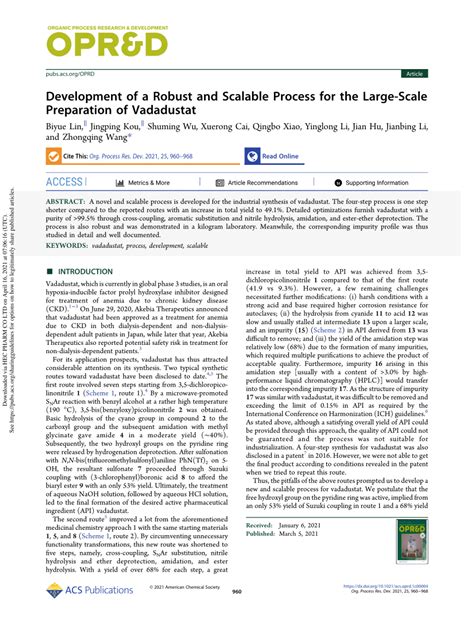 Pdf Development Of A Robust And Scalable Process For The Large Scale