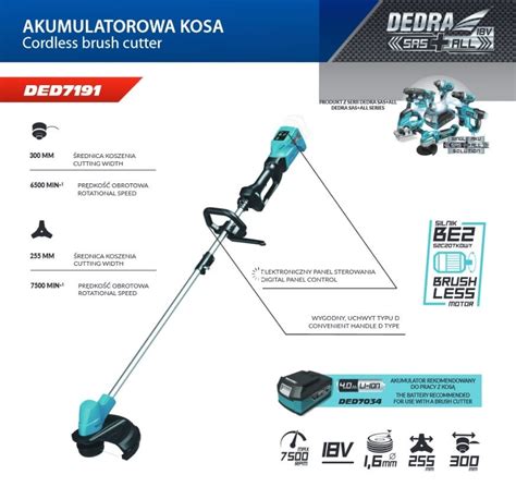 PODKASZARKA AKUMULATOROWA 18V KOSA DEDRA DED7191 Metal Tech