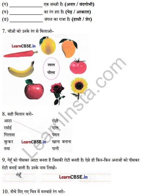 फूली रोटी Class 1 Worksheet With Answers Hindi Chapter 12