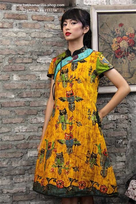 Batik Amarillis S Joyluck Dress In Handrawn Batik Wonogiren Owl Series