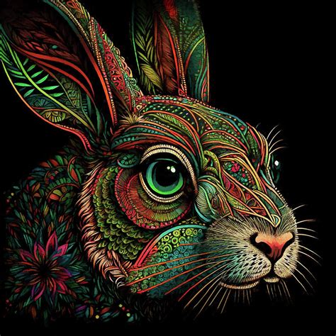 Colorful Rabbit Art - Year of the Rabbit Digital Art by Peggy Collins ...