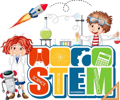 STEM education logo with scientist cartoon character 2811859 Vector Art ...