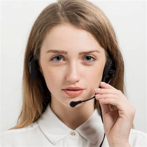 Premium Photo Portrait Of Call Center Woman