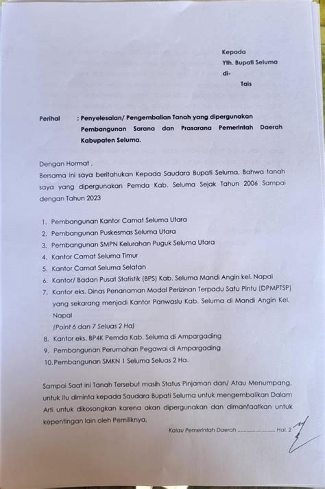 Berikut Fakta Aset Pemda Seluma Dan Surat Ujang Puguk Yang Telah