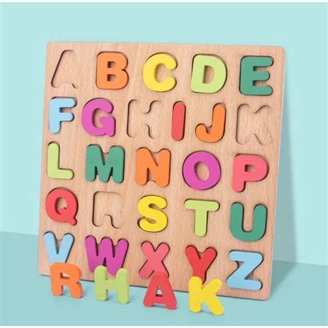 Jual Puzzle 3D Huruf ABC Angka Numbers Dan Bentuk Mainan Kayu Anak