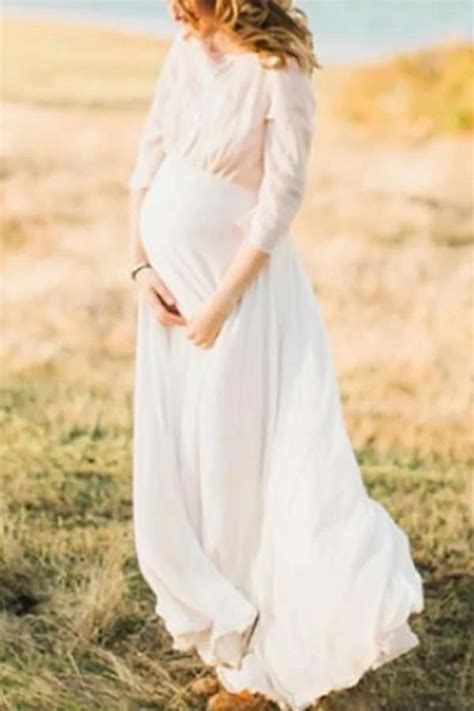 Maternity Casual Pure Color V Neck Dress Maternity Dresses For