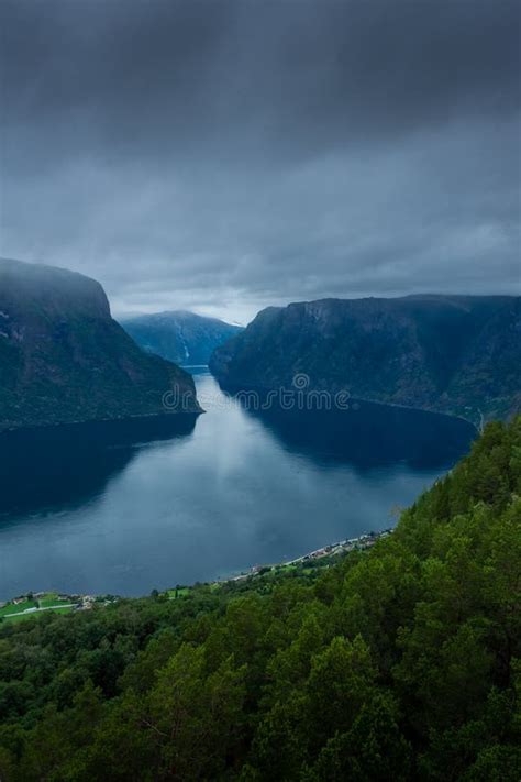 Beautiful View Of The Aurland Fjord From Stegastein Lookout Norway