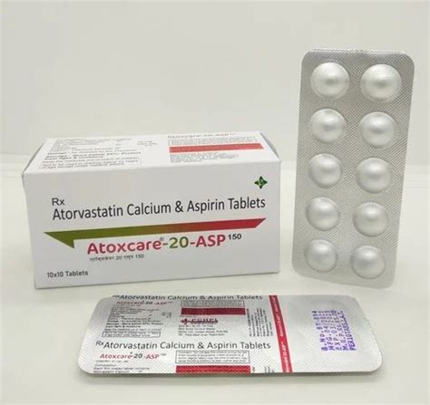 Atorvastatin Calcium 20 Mg Aspirin Tablets 150 Mg Atoxcare 20 Asp