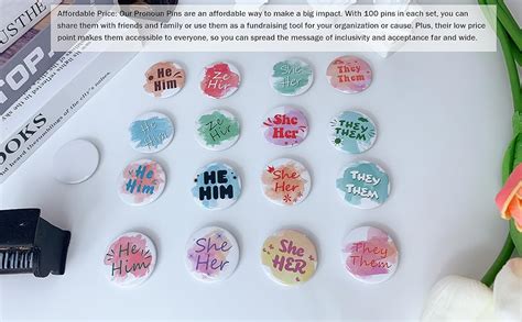 Amazon 100pcs Pronoun Pins Bulk Pride Badges Buttons They Them