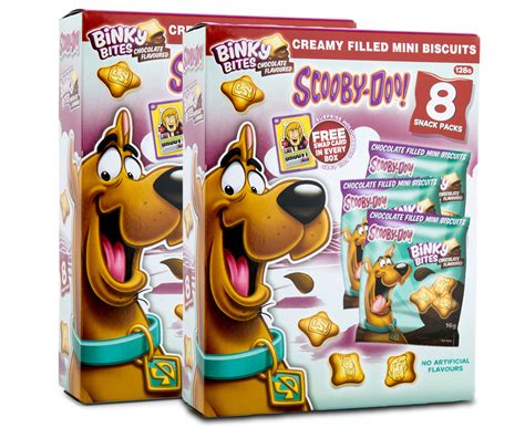2 X Binky Bites Scooby Doo Chocolate Filled Mini Biscuits 8pk