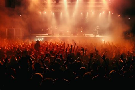 Premium Photo A Crowd At A Concert With A Stage Lit Up With Lights