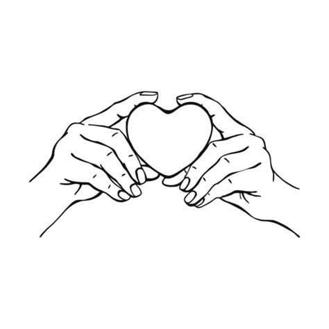 Hands Holding Heart Hand Drawn Vector Illustration White Background