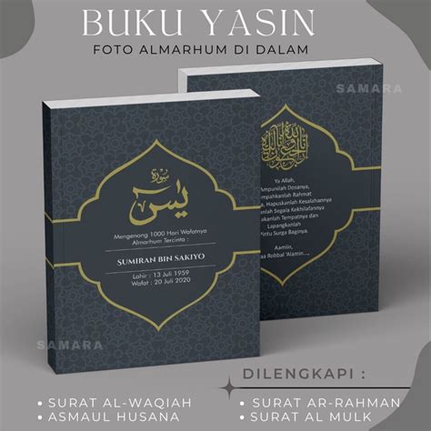 Jual Buku Yasin Dan Tahlil Custom Softcover Lengkap Foto Almarhum Di Dalam Dan Nama Keluarga